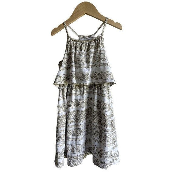 Carter's 5T Tribal Print White Brown Two Layer Sleeveless Cotton Dress - Picture 1 of 9